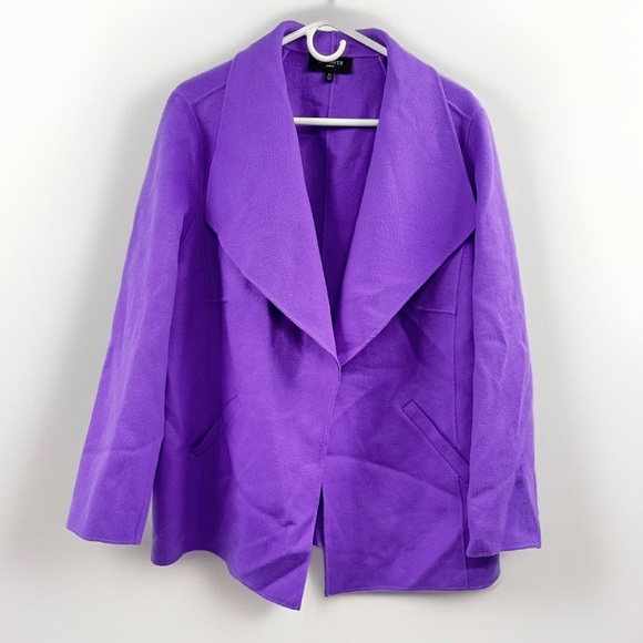 Talbots Sweaters - Talbots Jacket Womens 2X Purple Wool Drape Open Front Cardigan Pockets